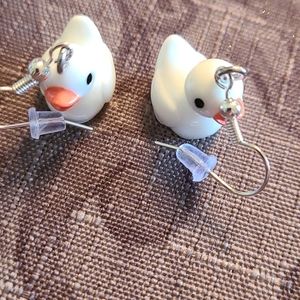 - White Rubber Ducks Earrings